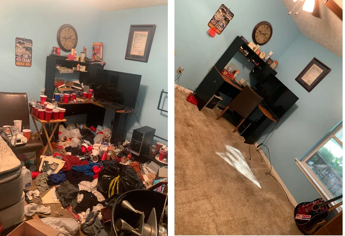 Before and after cleaning or organizing transformation by Out of the Ashes Cleaning Services, photo 1